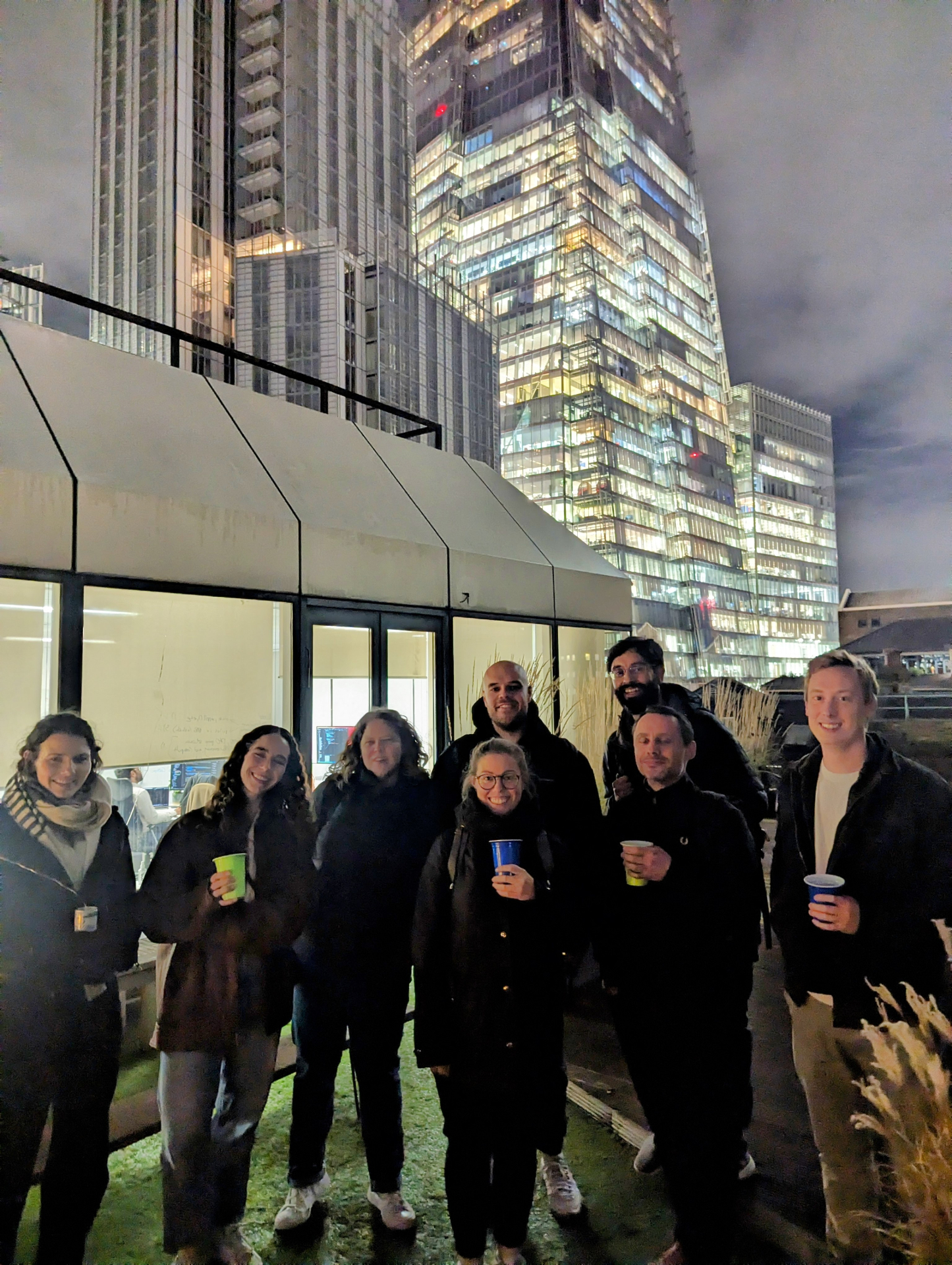 Team rooftop gathering