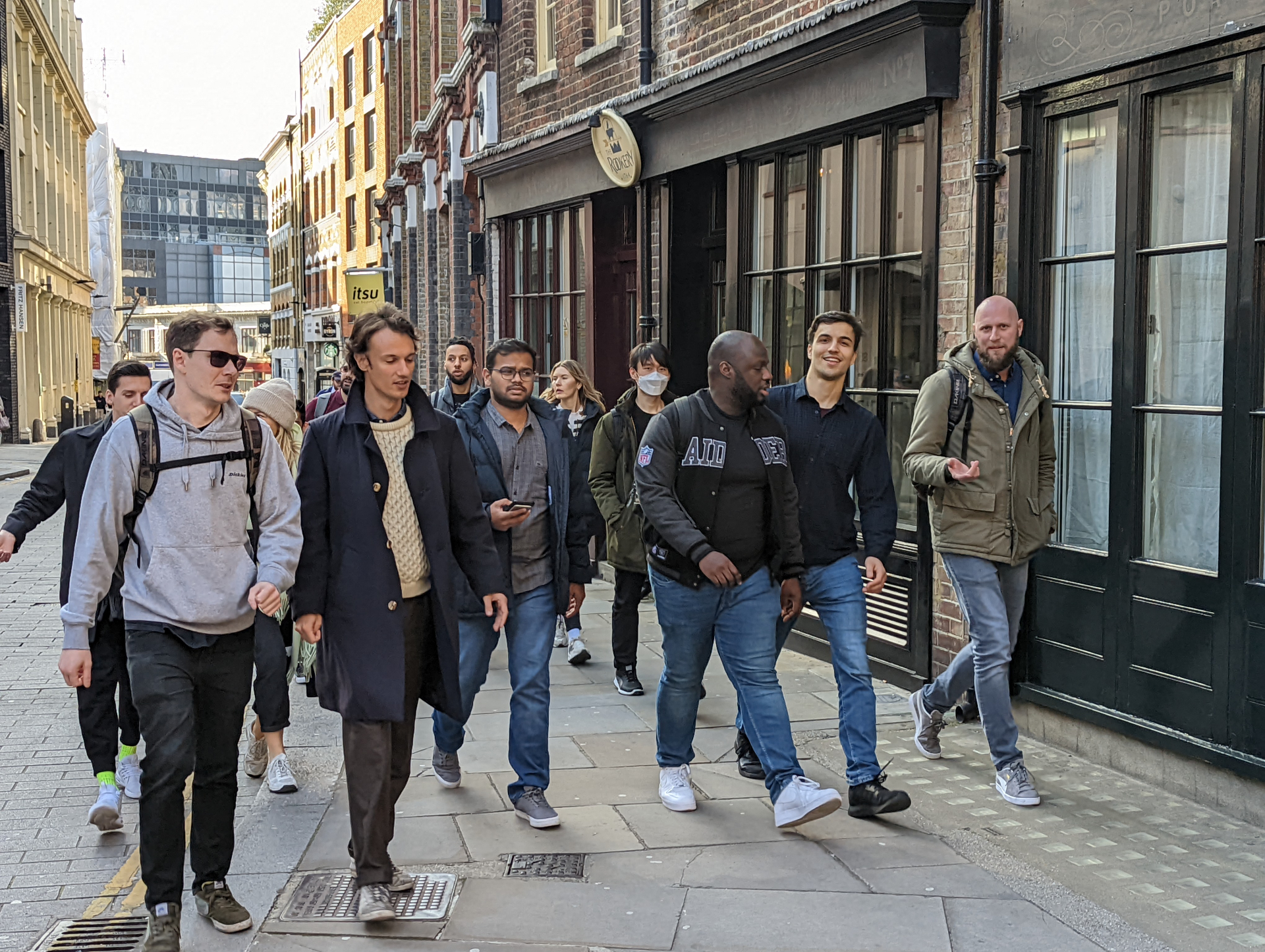 Team walking in the city
